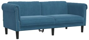 372583 vidaXL Диван, 2-местен, син, кадифе