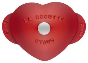 Чугунена тенджера във формата на сърце Staub 1100006, 20 см, 1.75 л, Индукция и фурна до 500C, Емайлно покритие, Червен