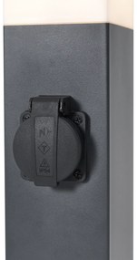 Външна лампа тъмно сива с опалово стъкло 45 см IP44 с контакт и сензор за движение - Malios