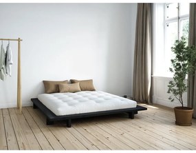 Черно двойно легло от борова дървесина с решетка 180x200 cm Japan - Karup Design