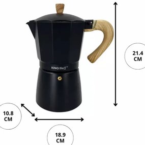 Кубинска кафеварка Kinghoff KH 1887, 9 чаши, 450 мл, Алуминий, Индукция, Черен