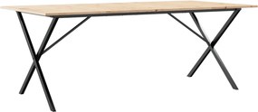 3282701 vidaXL Трапезна маса X-образна рамка 200x100x75 см бор масив и стомана