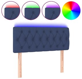 3121944 vidaXL LED горна табла за легло, синя,100x7x78/88 см, плат