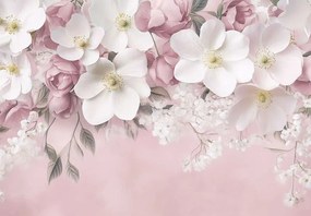 15673 - Тапет Цветя в бяло и розово