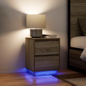 861288 vidaXL Нощни шкафчета с LED осветление 2 бр. дъб сонома 38x34x50 cm