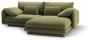 Светлозелен кадифен ъглов диван (десен ъгъл) Torino – Micadoni