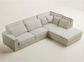 Сиво-бежов шенилов ъглов диван (десен ъгъл/L форма) Kirou – Maison de Rêve