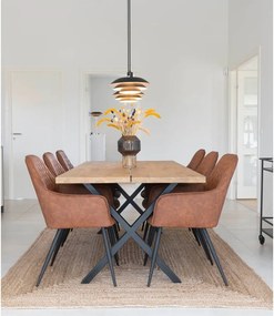 Кафяви тапицирани трапезни столове в комплект с подлакътници 2 бр. Harbo – House Nordic