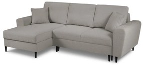 Светлосив разтегателен ъглов диван с място за съхранение от прежда с примки от букле (ляв ъгъл) Kyoto – Cosmopolitan Design