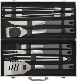 Комплект от 11 инструмента за печене на скара в алуминиев калъф Grey Line - Cattara