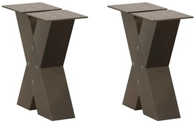 4012935 vidaXL Крака за масичка за кафе, X-образни, 2 бр., естествена стомана, 40 x (30-31) см, стомана