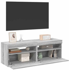 815681 vidaXL ТВ шкафове, 2 бр, с LED осветление, сив сонома, 60x35x40 см
