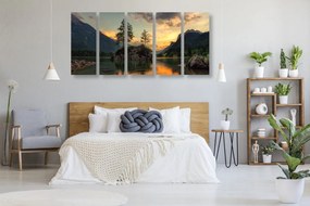 картини от 5 части – Планински пейзаж край езеро