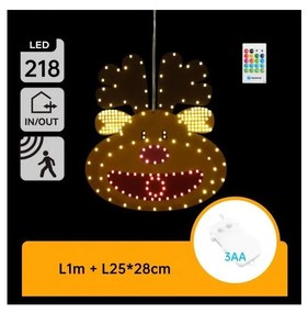 Aigostar - LED коледна декорация 218xLED/3xAA IP44 + дистанционно управление елен 28 см