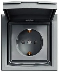 SE Контакт ШУКО 16A с капак IP44 и детска защита моноблок цвят Стомана Asfora  - EPH3100362