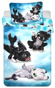 Синьо памучно детско спално бельо за детско креватче 100x135 cm How to Train Your Dragon "Babies" – Jerry Fabrics