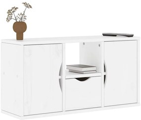 4103606 vidaXL ТВ шкаф с чекмедже ODDA бял 79x24x40 cm масивна дървесина бор