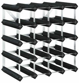 325914 vidaXL Стойка за вино за 20 бутилки, черна, масивна борова дървесина