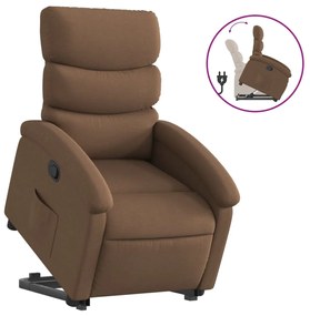 3203982 vidaXL Изправящ реклайнер стол, кафяв, текстил