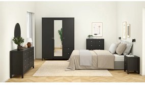 Черен гардероб с огледало 150x199x58 cm Madrid – Tvilum