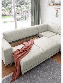 Бежов разтегателен/с място за съхранение ъглов диван (десен ъгъл/L форма) Classy Sophie – Miuform