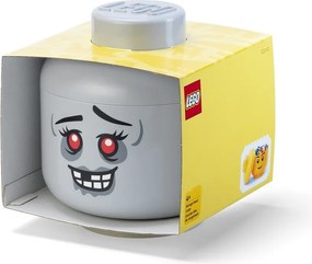 Сива пластмасова детска кутия за съхранение ø 24x27 cm Head Zombie L – LEGO®