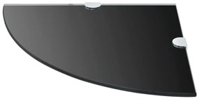 243856 vidaXL Ъглов рафт от черно стъкло с държачи в цвят хром, 35x35 см