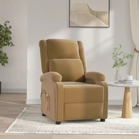 3098412 vidaXL Електрически масажен стол, кафяв, кадифе
