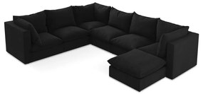 Черен ъглов диван (ляв ъгъл/U форма) Manao – Makamii