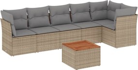 3255982 vidaXL Градински диван с възглавници 7 части бежов микс полиратан
