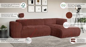 Теракотен ъглов диван от рипсено кадифе (десен ъгъл) Merid – Ropez