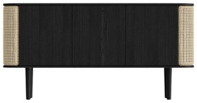 Нисък скрин с дъбов декор в черен и естествен цвят 150x75 cm Treasures - UMAGE