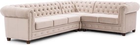 Бежов кадифен разтегателен ъглов диван (десен ъгъл L форма) York Blik – Ropez