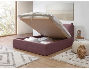 Розово двойно тапицирано легло с място за съхранение с включена подматрачна рамка 160x200 cm Garance – Bobochic Paris