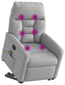 3303071 vidaXL Електрически изправящ масажен реклайнер стол облачносив текстил