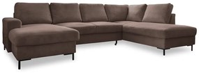 Кафяв разтегателен ъглов диван от рипсено кадифе (десен ъгъл) Lofty Lilly – Miuform