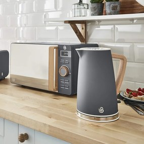 Разопакован: Електрическа кана Swan SK14610GRYN, 3000W, 1.7L, Неръждаема стомана, Миещ се филтър, Сив