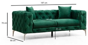 Тъмнозелен кадифен диван 197 cm Como – Artie