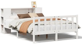 3322091 vidaXL Легло с етажерка за книги, без матрак, 160x200 см, бор масив