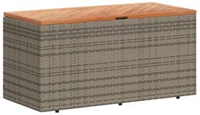 365956 vidaXL Градинска кутия за съхранение сив 110x50x54 см PE ратан акация