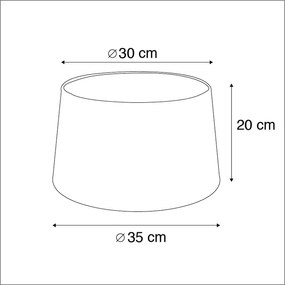 Абажур от памук черен 35/30/20 със златен интериор