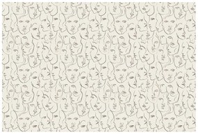 Самозалепващ тапет – Абстрактни рисунки на лица на бежов фон