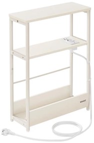 Нощно шкафче с вграден електрически контакт и USB портове ROD бяло/кремаво