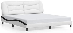 3208022 vidaXL Рамка за легло без матрак Hvar, бяла, черна, 180x200см, изкуствена кожа