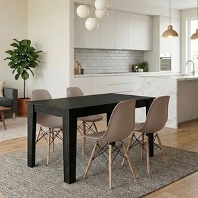 Трапезен комплект 5 части Darlen - Nova TopMebel sencron в черен цвят - капучино 125x72x74cm