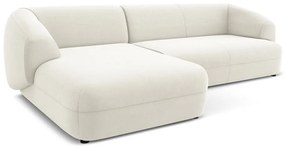 Бял кадифен ъглов диван (ляв ъгъл) Moana – Makamii