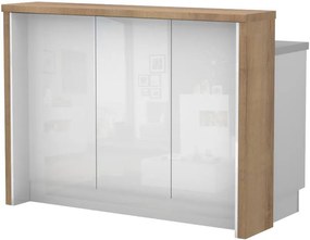 Островна кухненска пейка Raval-Length: 135 cm.-White glossy-Pacific Wallnut