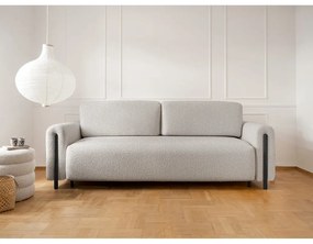 Сиво-бежов сгъваем/с място за съхранение диван от прежда с примки от букле 244 cm Arcadova – ELTAP