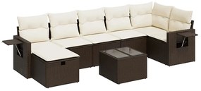 3325519 vidaXL Градински комплект с възглавници, 8 части, кафяв, полиратан
