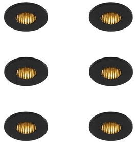 Комплект от 6 модерни вградени спота за баня черни IP54 - Shed Honey